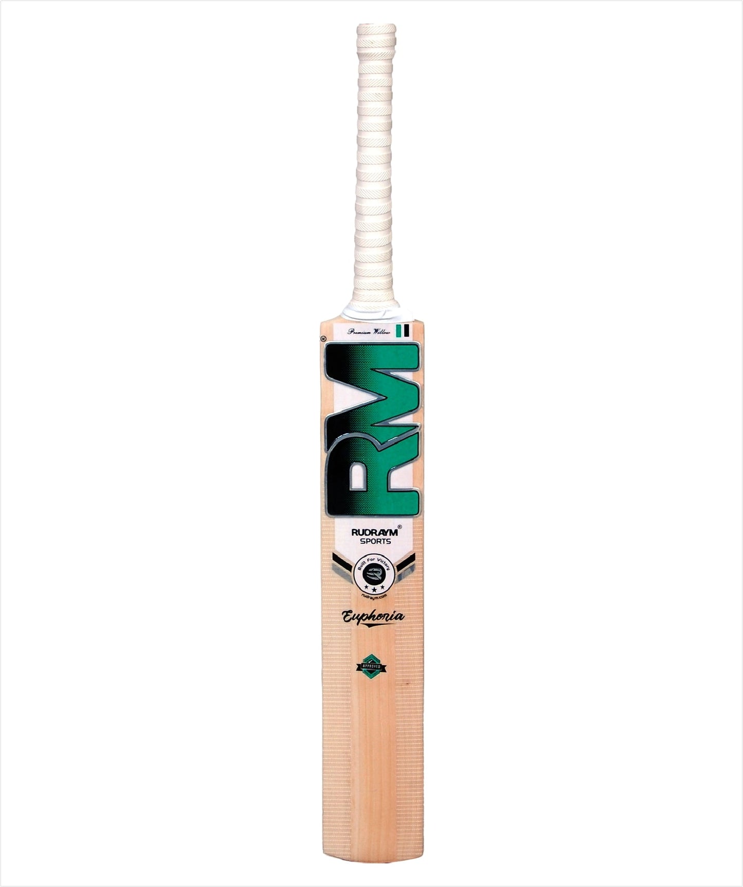 RUDRAYM RM Euphoria English Willow Cricket Bat | Pre - Knocked for Leather Ball | Full - Size Bat for Adults | Singapore Cane Handle | Lightweight & Durable | 15+ Years | 1080 - 1120g - Rudraym Sports