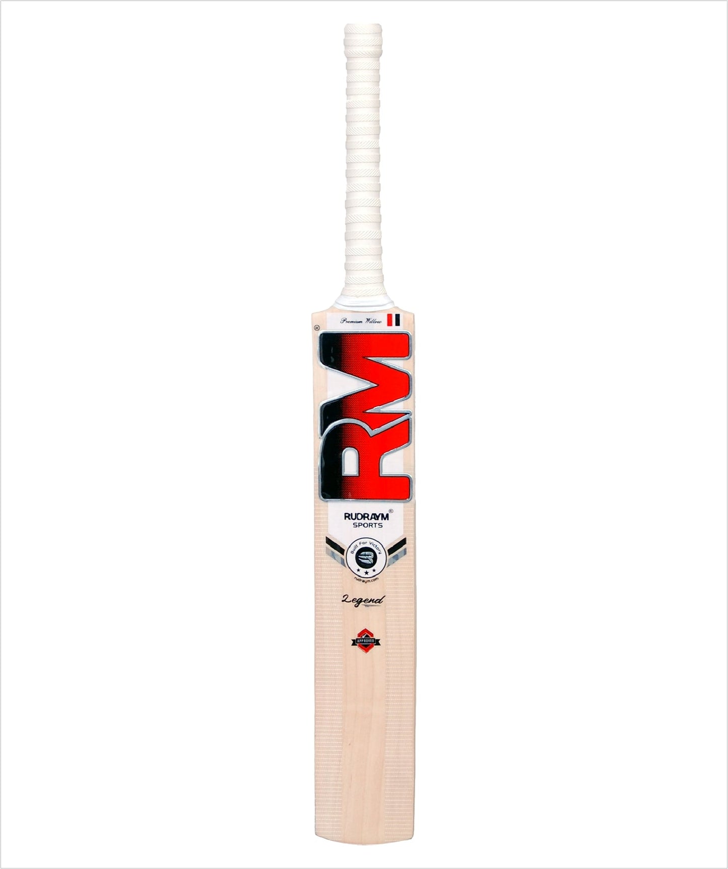 RUDRAYM RM Legend English Willow Cricket Bat | Pre - Knocked for Leather Ball | Full - Size Bat for Adults | Singapore Cane Handle | Lightweight & Durable | 15+ Years | 1080 - 1120g - Rudraym Sports