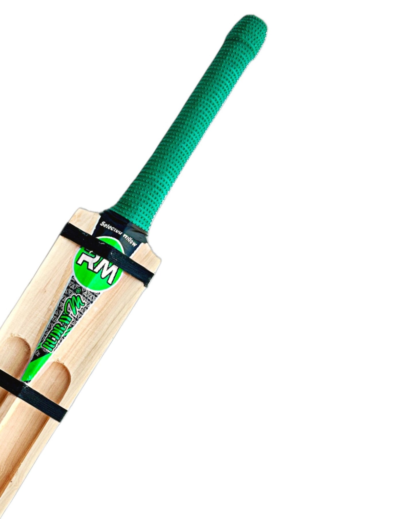 RUDRAYM® RM Single Blade Light Weight Hard Tennis Circle Scoop Kashmir Willow Cricket Bat (Green) - RUDRAYM SPORTS