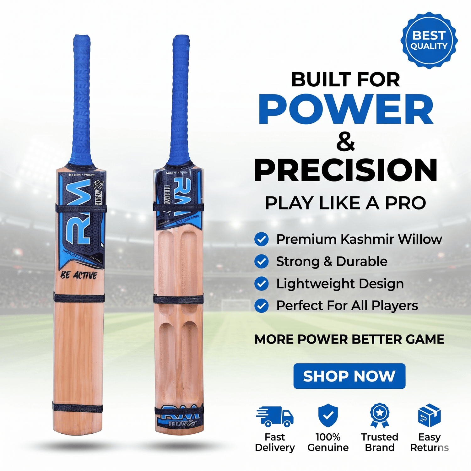Kashmir Willow Tennis Ball Cricket Bats - Rudraym Sports