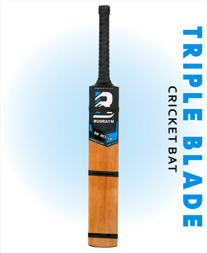 RUDRAYM ATTACK Triple Blade (SH) Kashmiri Scoop Design Hard Tennis Bat With Tetron Cover Kashmir Willow Cricket Bat For 15+ Yrs  (1000 g)