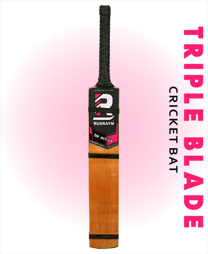 RUDRAYM ATTACK Triple Blade Scoop Design (SH) Kashmiri Hard Tennis Bat With Tetron Cover Kashmir Willow Cricket Bat For 15+ Yrs  (1000 g)