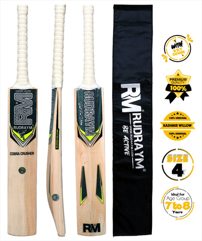 RUDRAYM Kids Cricket Bat RM CobraCrusher Size 4 Kashmiri Willow Wood For Leather Ball Kashmir Willow Cricket Bat  (700-900 g)