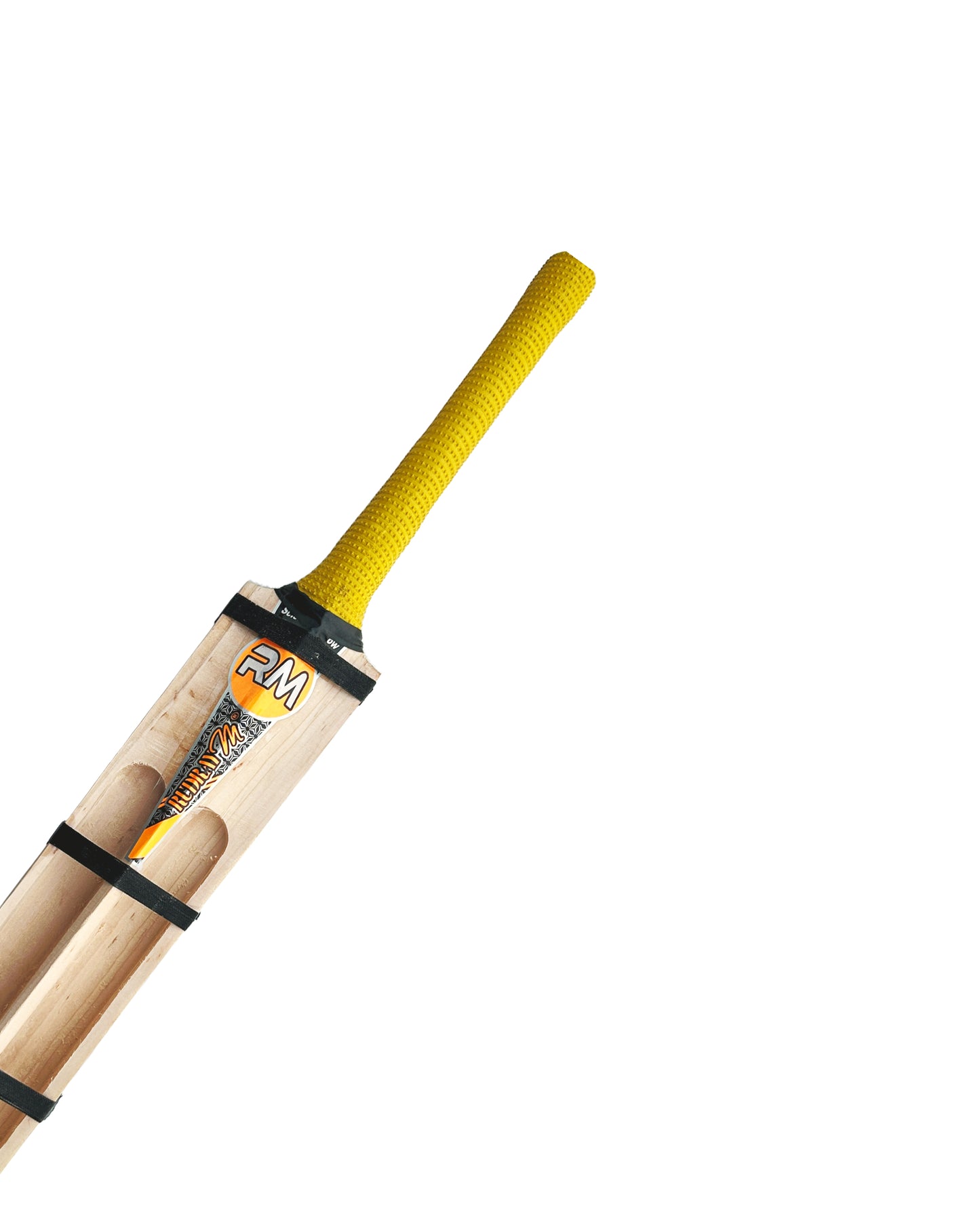 RUDRAYM® RM Single Blade Light Weight Hard Tennis Circle Scoop Kashmir Willow Cricket Bat (Yellow) - RUDRAYM SPORTS