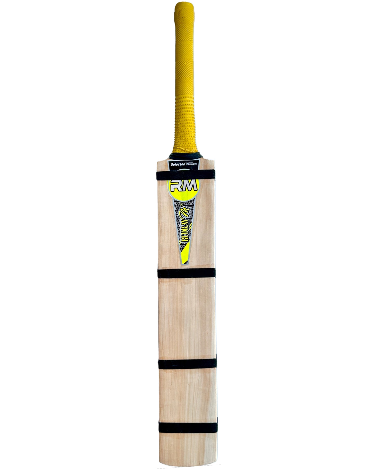 RUDRAYM® RM Single Blade Light Weight Hard Tennis Circle Scoop Kashmir Willow Cricket Bat (Yellow) - RUDRAYM SPORTS