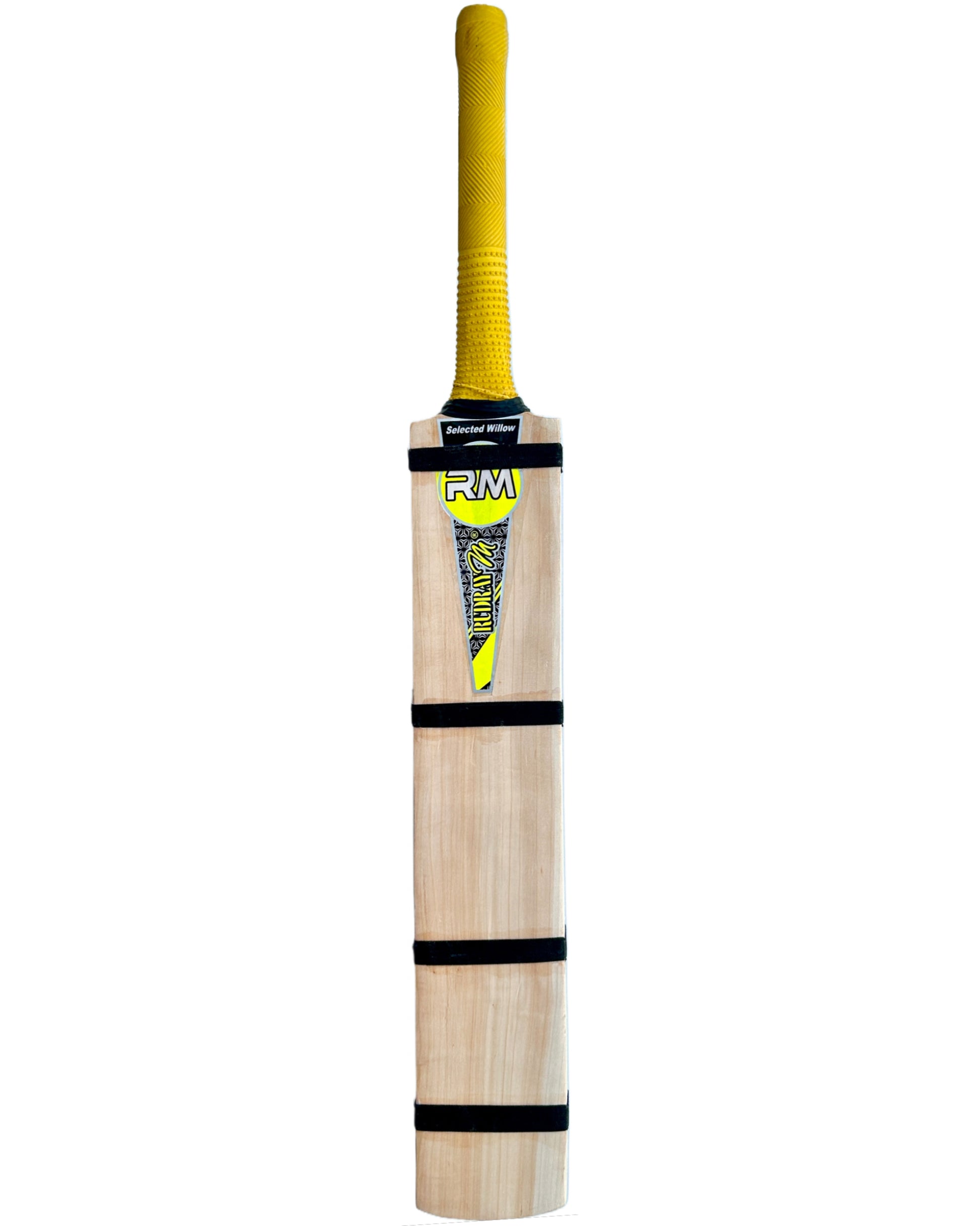 RUDRAYM® RM Single Blade Light Weight Hard Tennis Circle Scoop Kashmir Willow Cricket Bat (Yellow) - RUDRAYM SPORTS