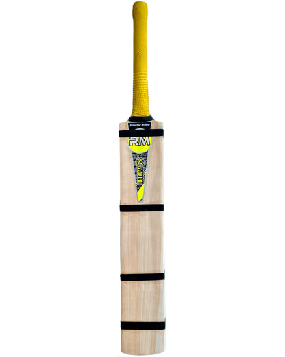 RUDRAYM® RM Single Blade Light Weight Hard Tennis Circle Scoop Kashmir Willow Cricket Bat (Yellow) - RUDRAYM SPORTS