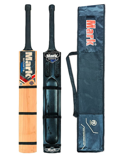 MARK Kashmiri Double Blade Lightweight Scoop Matte Polished Waterproof Hard Tennis Bat Kashmir Willow Cricket Bat For 15+ Yrs (1 kg) - Rudraym Sports