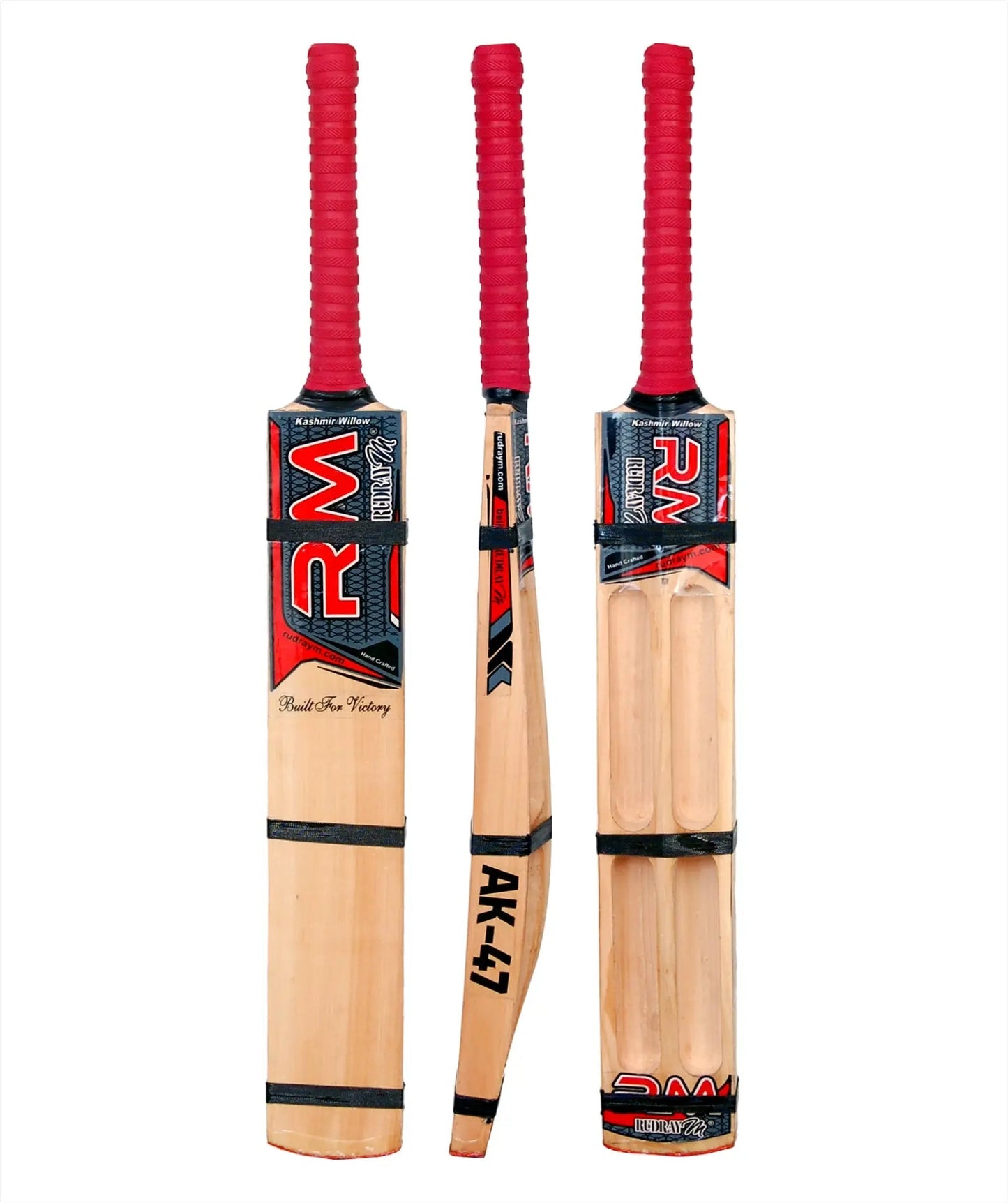RUDRAYM RM AK47 Double Blade Four Scoop Hard Tennis Cricket Bat in Kashmir Willow showing multiple views