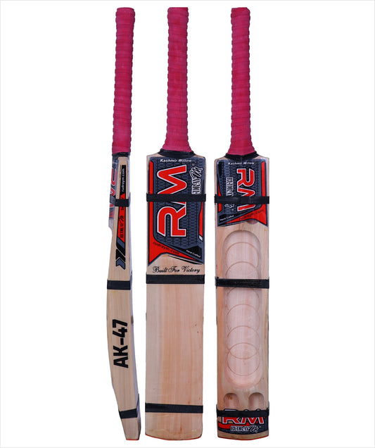 RUDRAYM RM AK47 Double Blade Scoop Tennis Bat in Kashmir Willow with Red Handle
