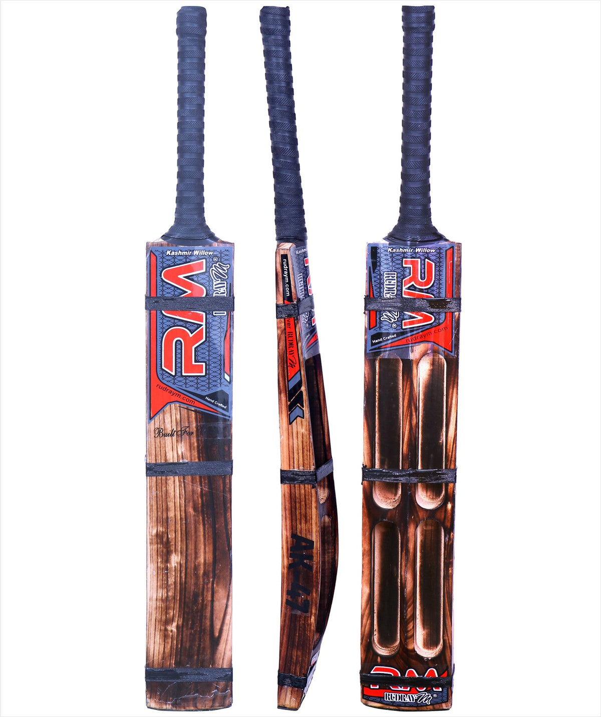 RUDRAYM Burn AK47 Double Blade Scoop Kashmir Willow bat multiple views red