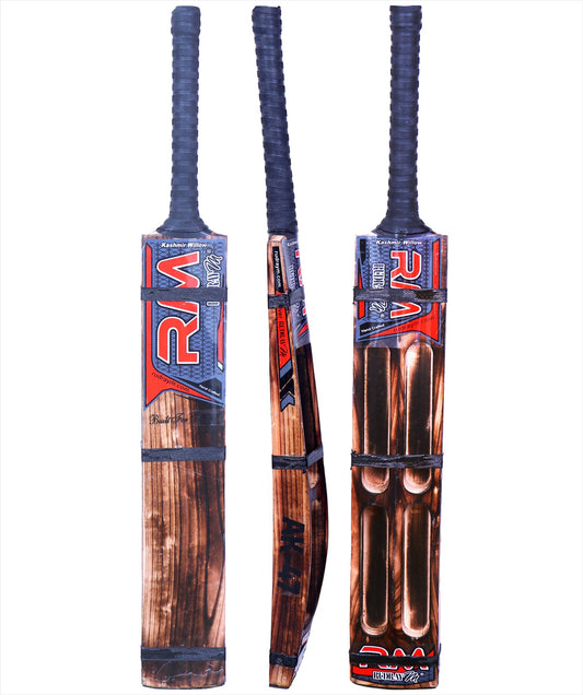 RUDRAYM RM Burn Edition AK47 Hard Tennis Bat showing front, side and back views
